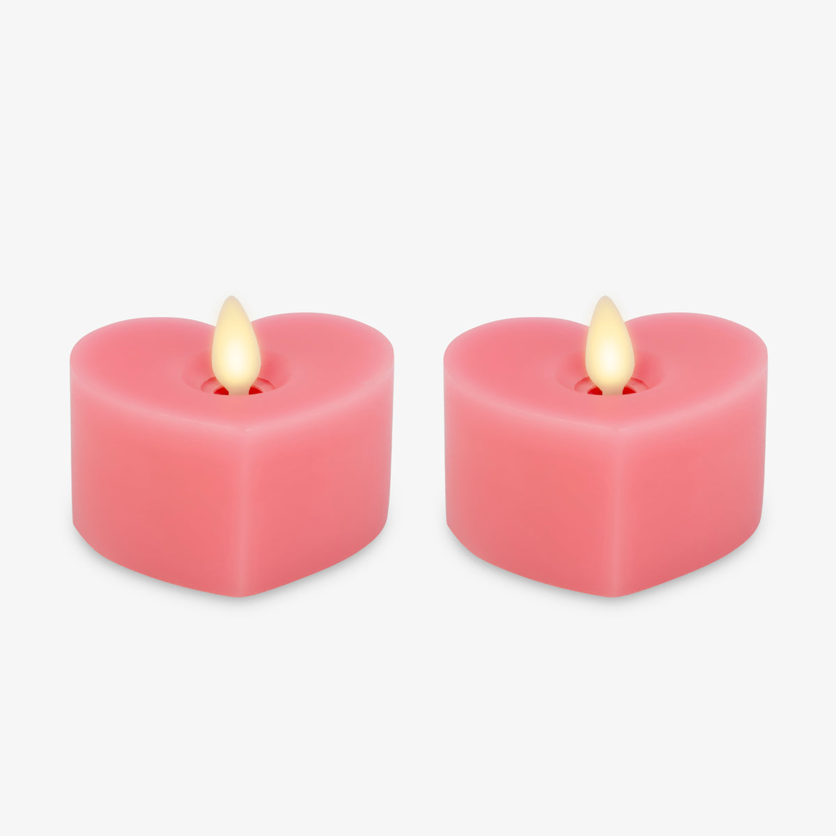 Set of 2 Sweet Pink Flameless Candle Heart Tealights