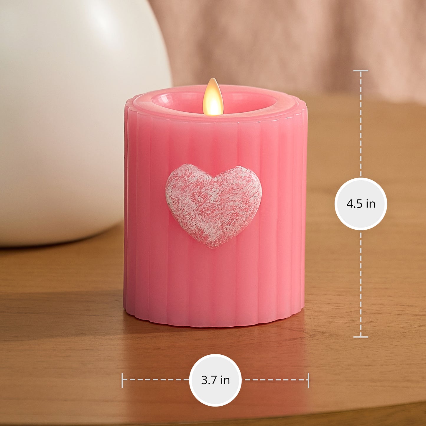 Sweet Pink Ribbed Flameless Candle Pillar