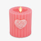 Sweet Pink Ribbed Flameless Candle Pillar