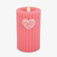 Sweet Pink Ribbed Flameless Candle Pillar