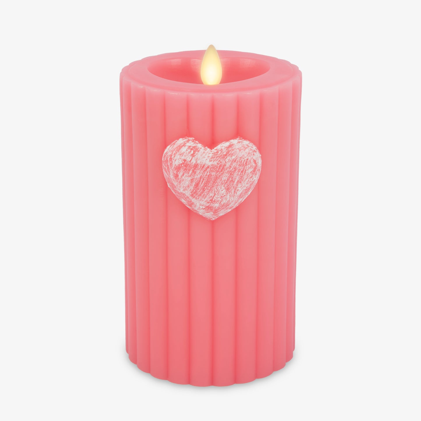 Sweet Pink Ribbed Flameless Candle Pillar