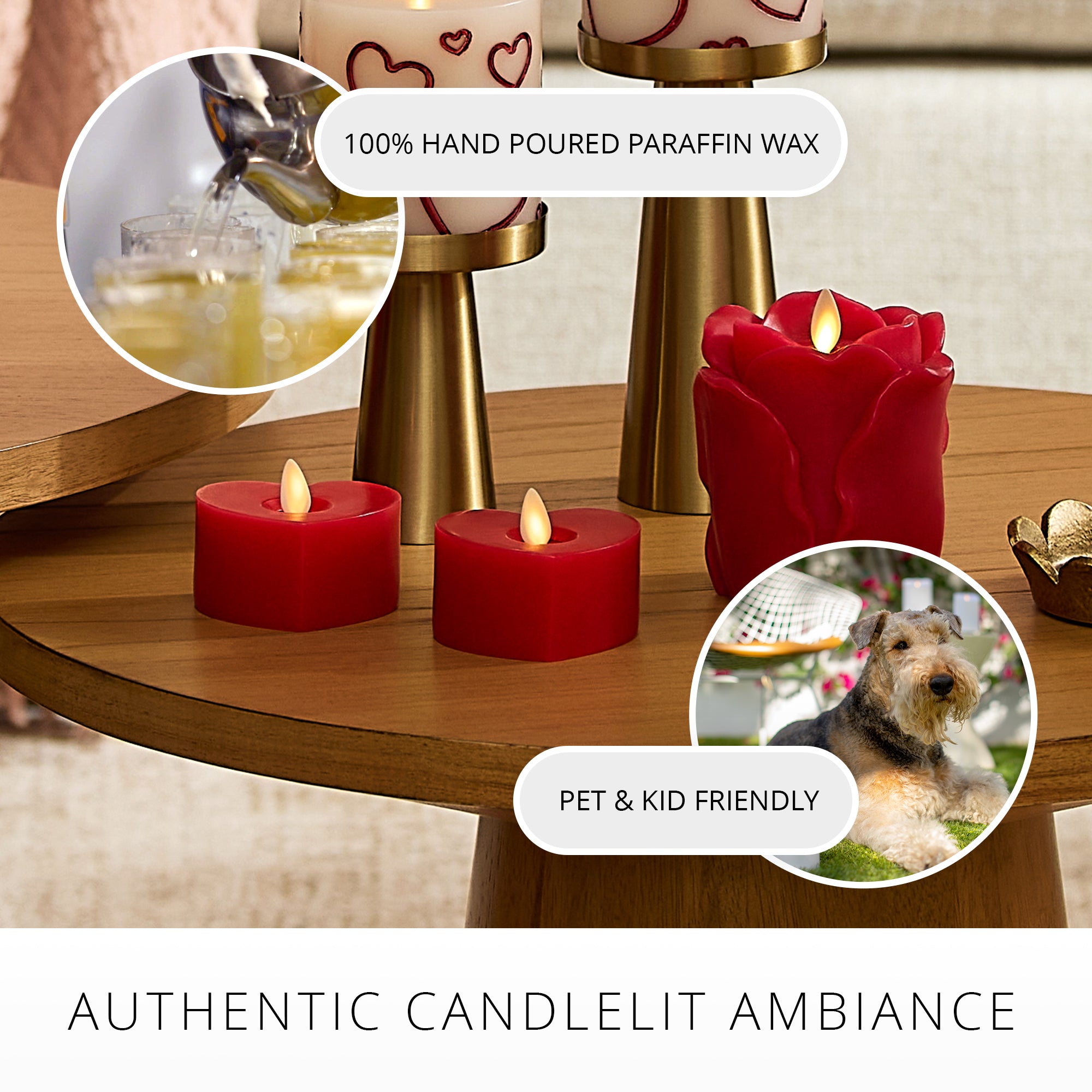 Luminara Set Of 2 Plug-In Flameless Candle Nightlights – Garnet Red – Moving Wick, Battery Backup