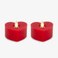 Set of 2 True Red Flameless Candle Heart Tealights