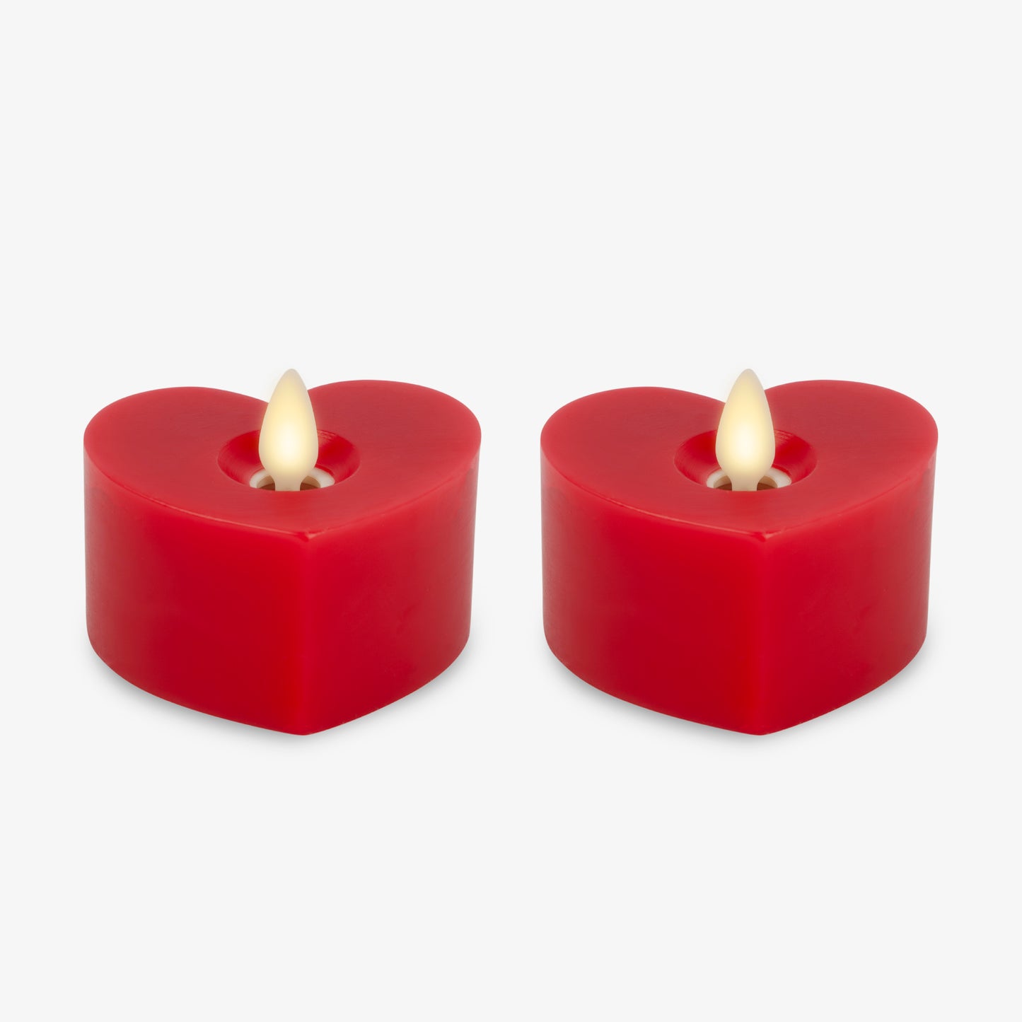 Set of 2 True Red Flameless Candle Heart Tealights