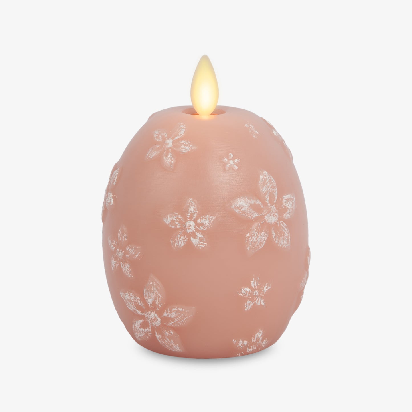 Dusky Rose Flameless Candle Floral Egg