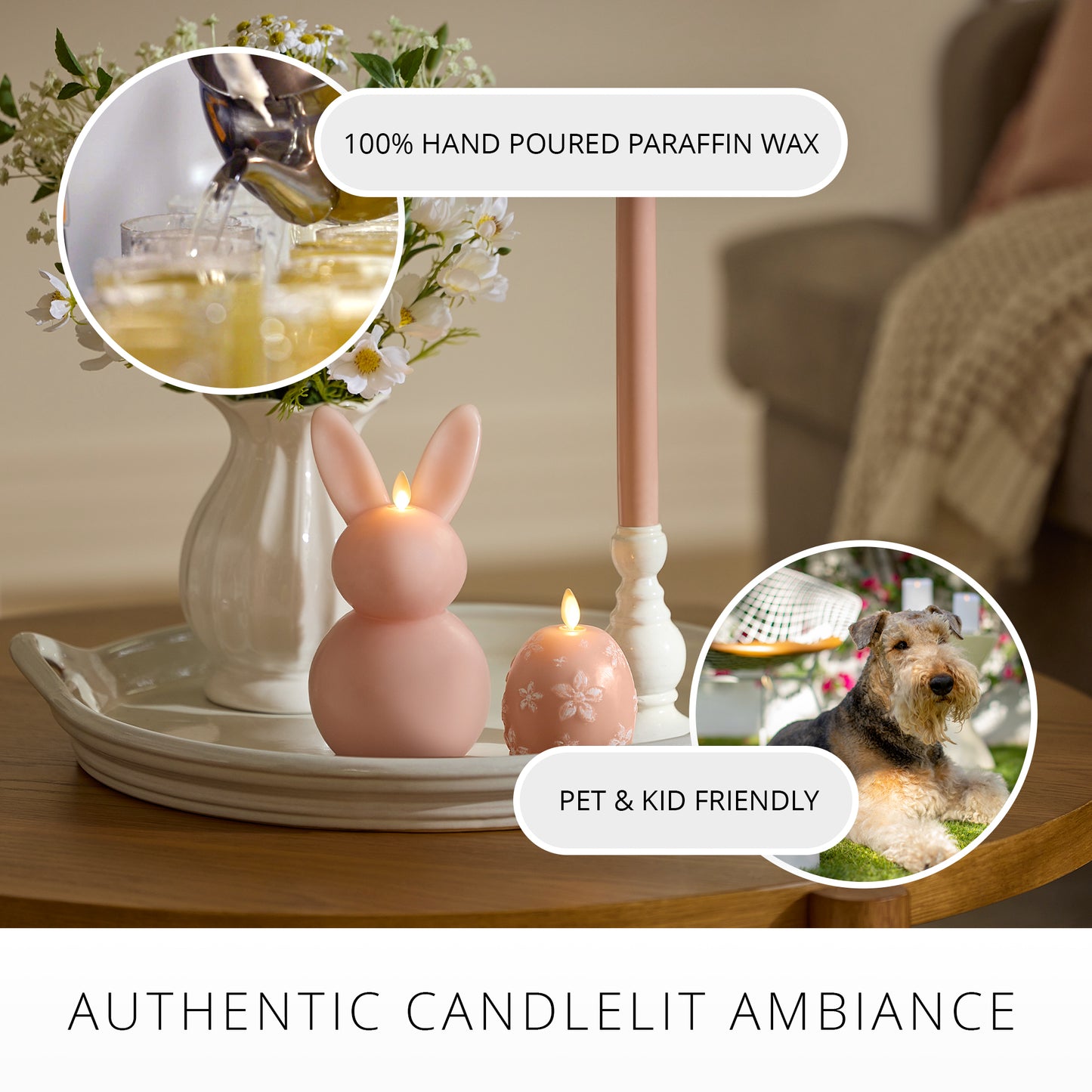Dusky Rose Flameless Candle Floral Egg