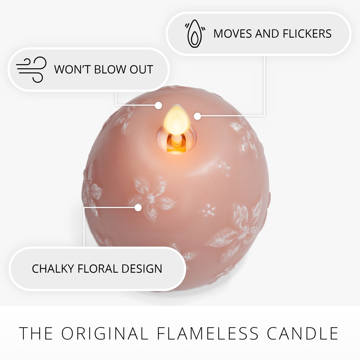 Dusky Rose Flameless Candle Floral Egg
