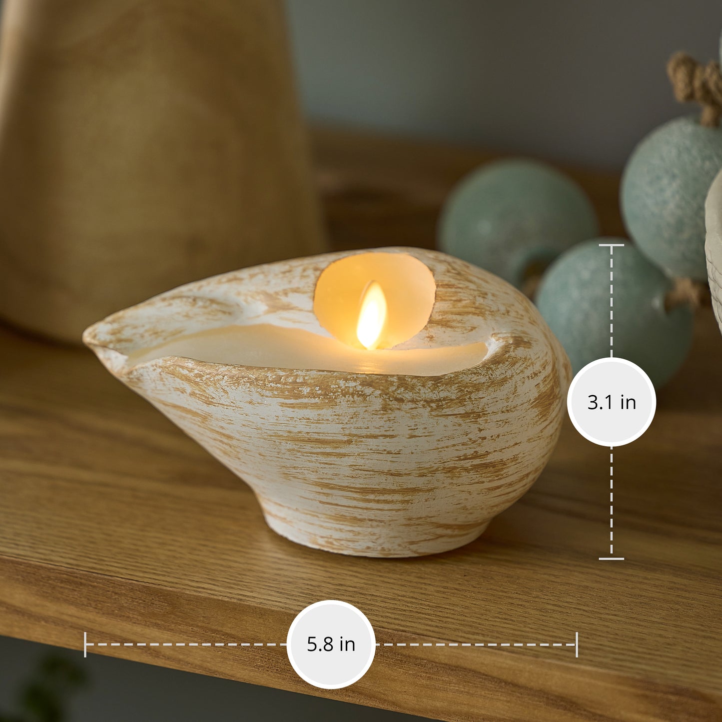 White Melo Shell Flameless Candle
