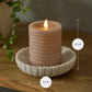 Timeless Taupe Chalky Ribbed Flameless Candle Pillar