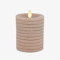 Timeless Taupe Chalky Ribbed Flameless Candle Pillar