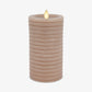 Timeless Taupe Chalky Ribbed Flameless Candle Pillar