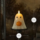 Bright White Ghost Holding Pumpkin