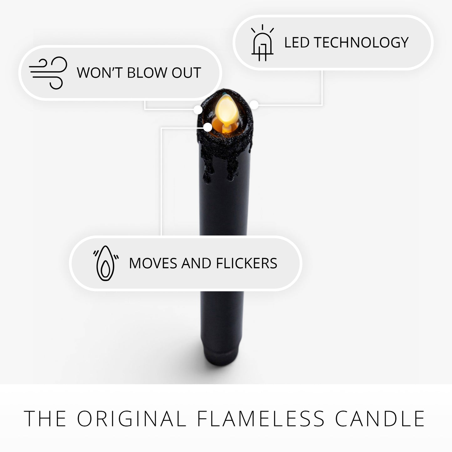 Glitter Black Wax Drip Taper