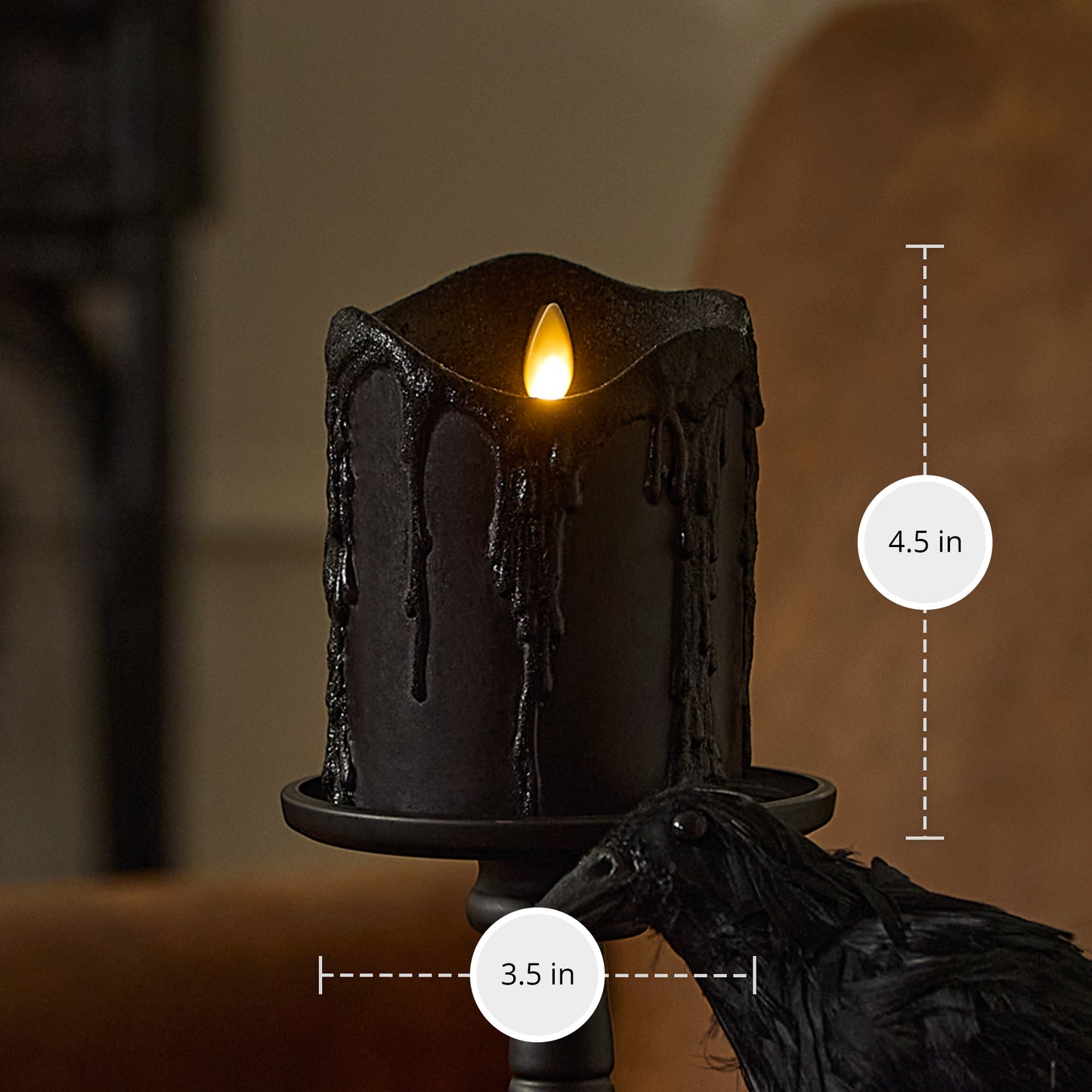 Glitter Black Heavy Wax Drip Pillar