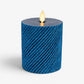 Glitter Blue Opal Ribbed Flameless Candle Pillar