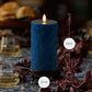 Glitter Blue Opal Ribbed Flameless Candle Pillar