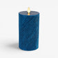 Glitter Blue Opal Ribbed Flameless Candle Pillar