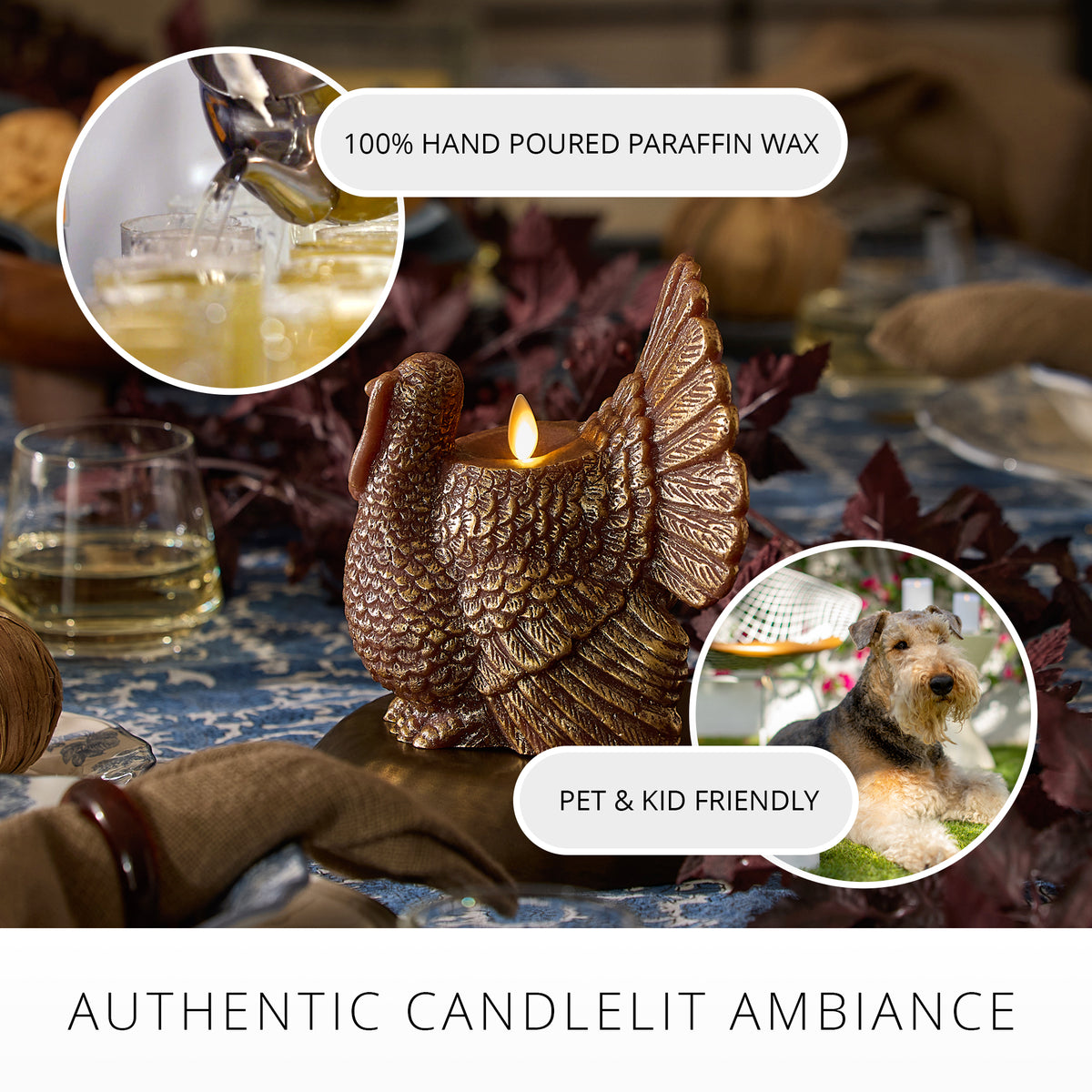 Metallic Cappuccino Flameless Candle Turkey