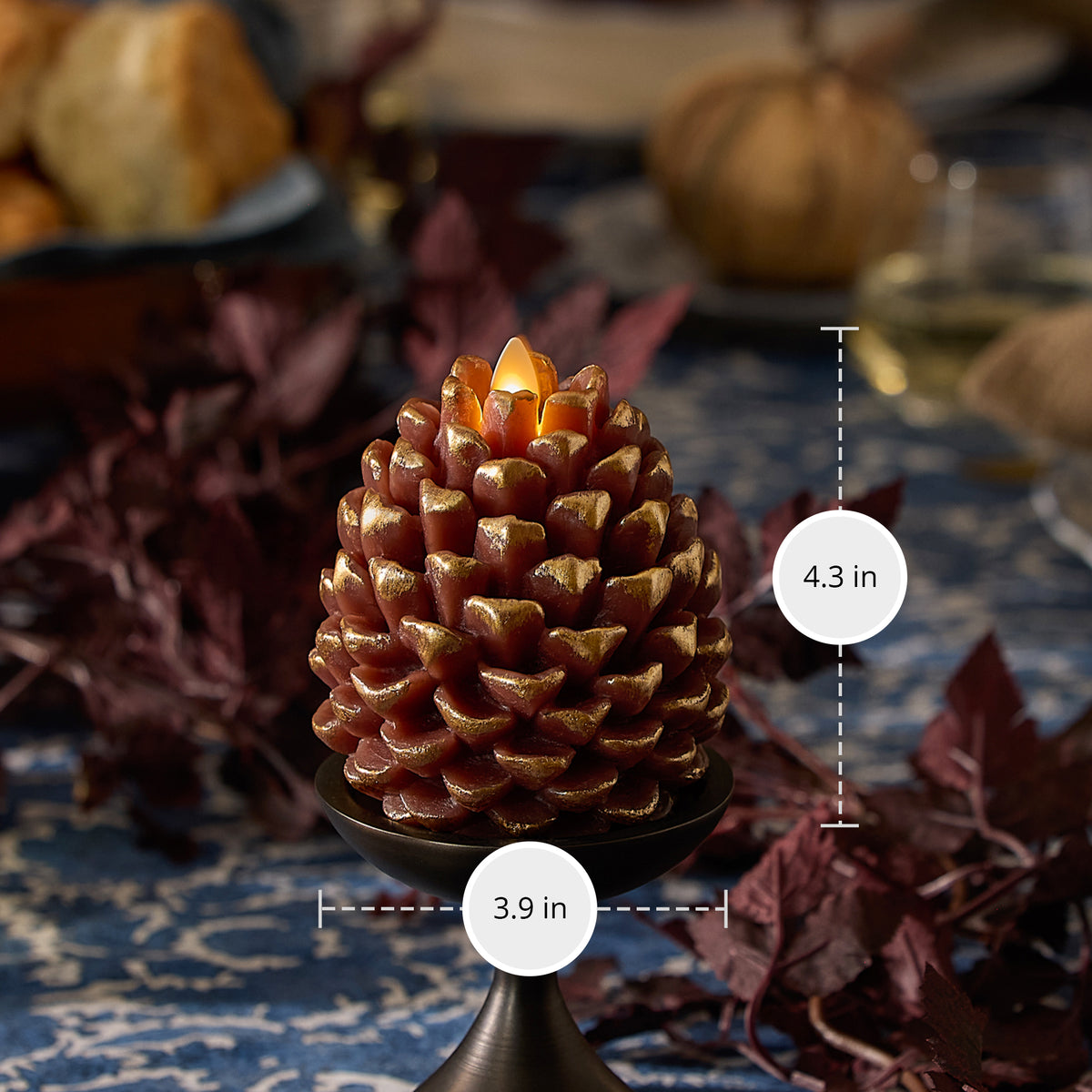 Metallic Cappuccino Flameless Candle Pinecone