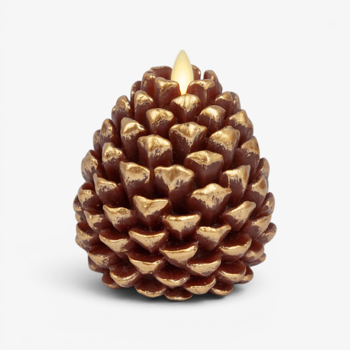 Metallic Cappuccino Flameless Candle Pinecone