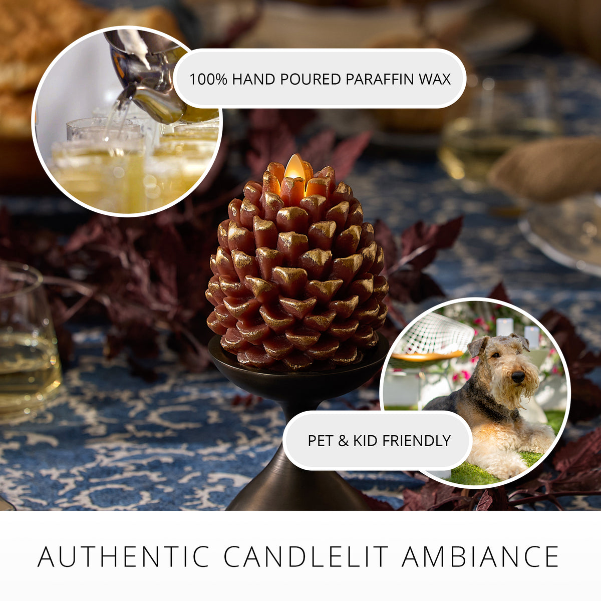 Metallic Cappuccino Flameless Candle Pinecone