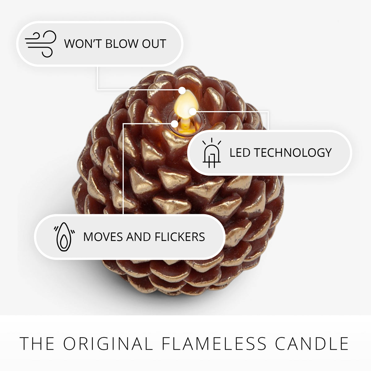 Metallic Cappuccino Flameless Candle Pinecone