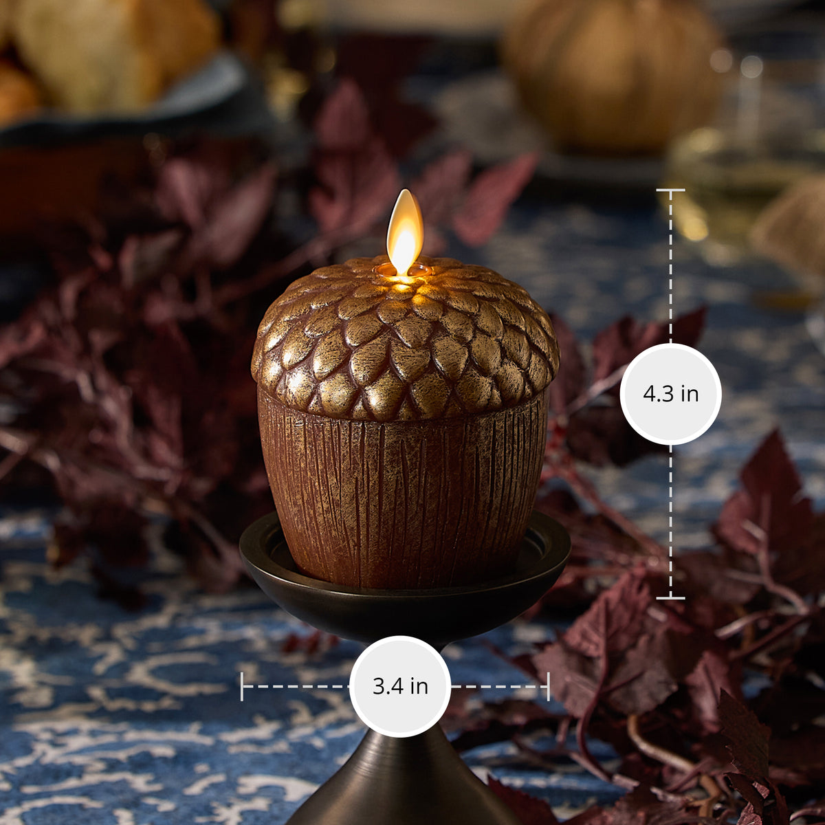 Metallic Cappuccino Flameless Candle Acorn