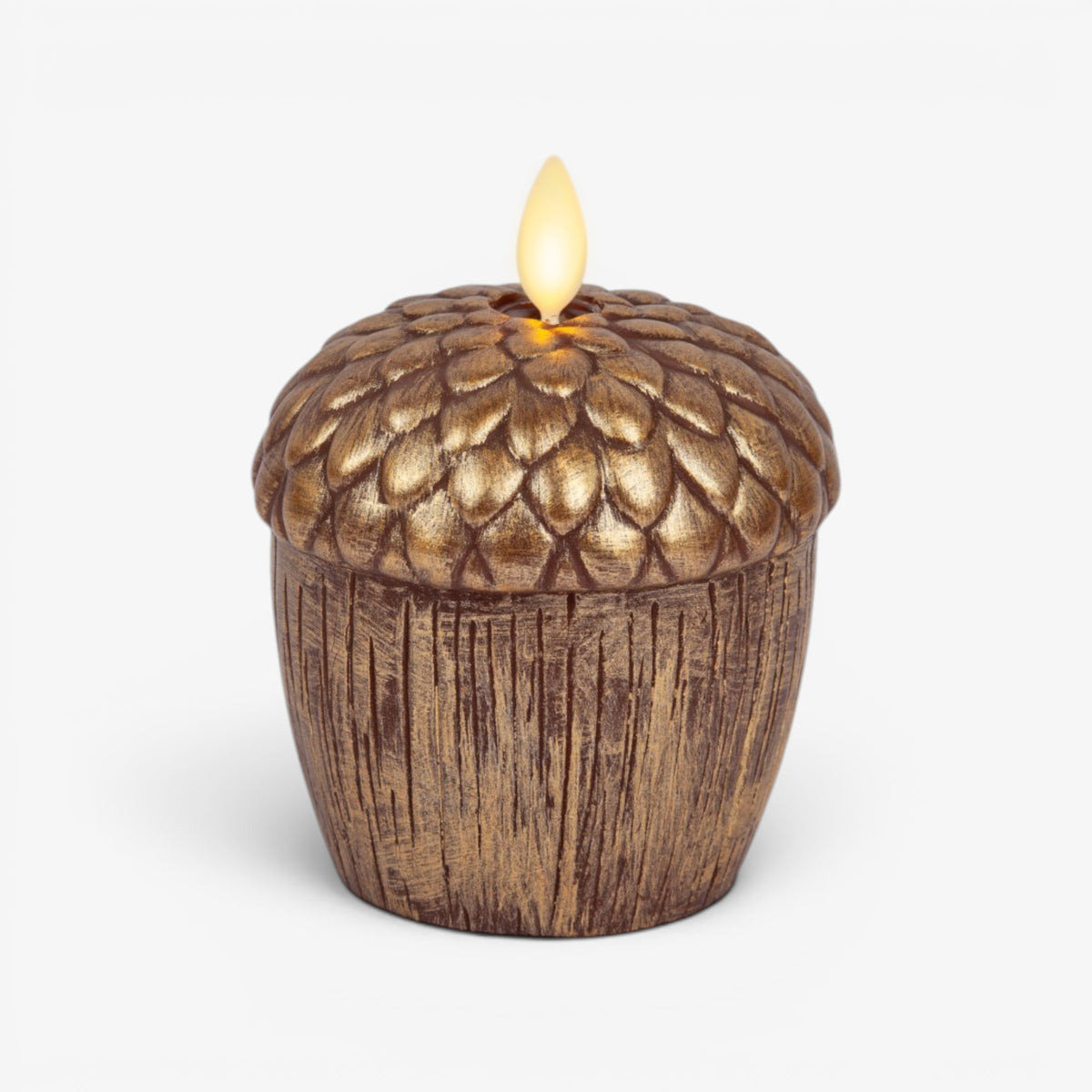 Metallic Cappuccino Flameless Candle Acorn