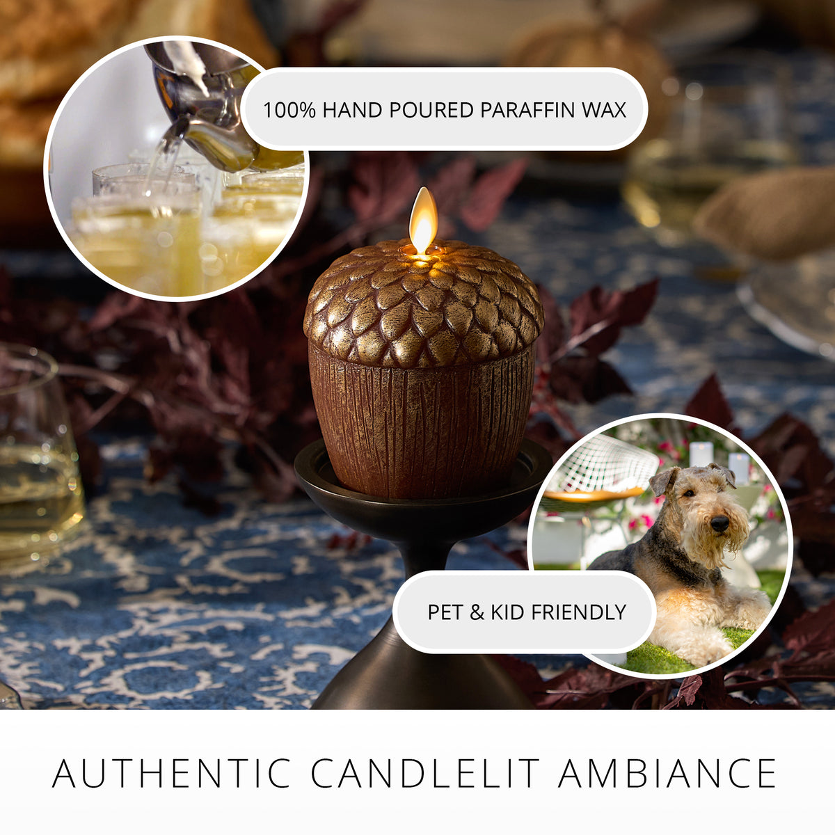 Metallic Cappuccino Flameless Candle Acorn