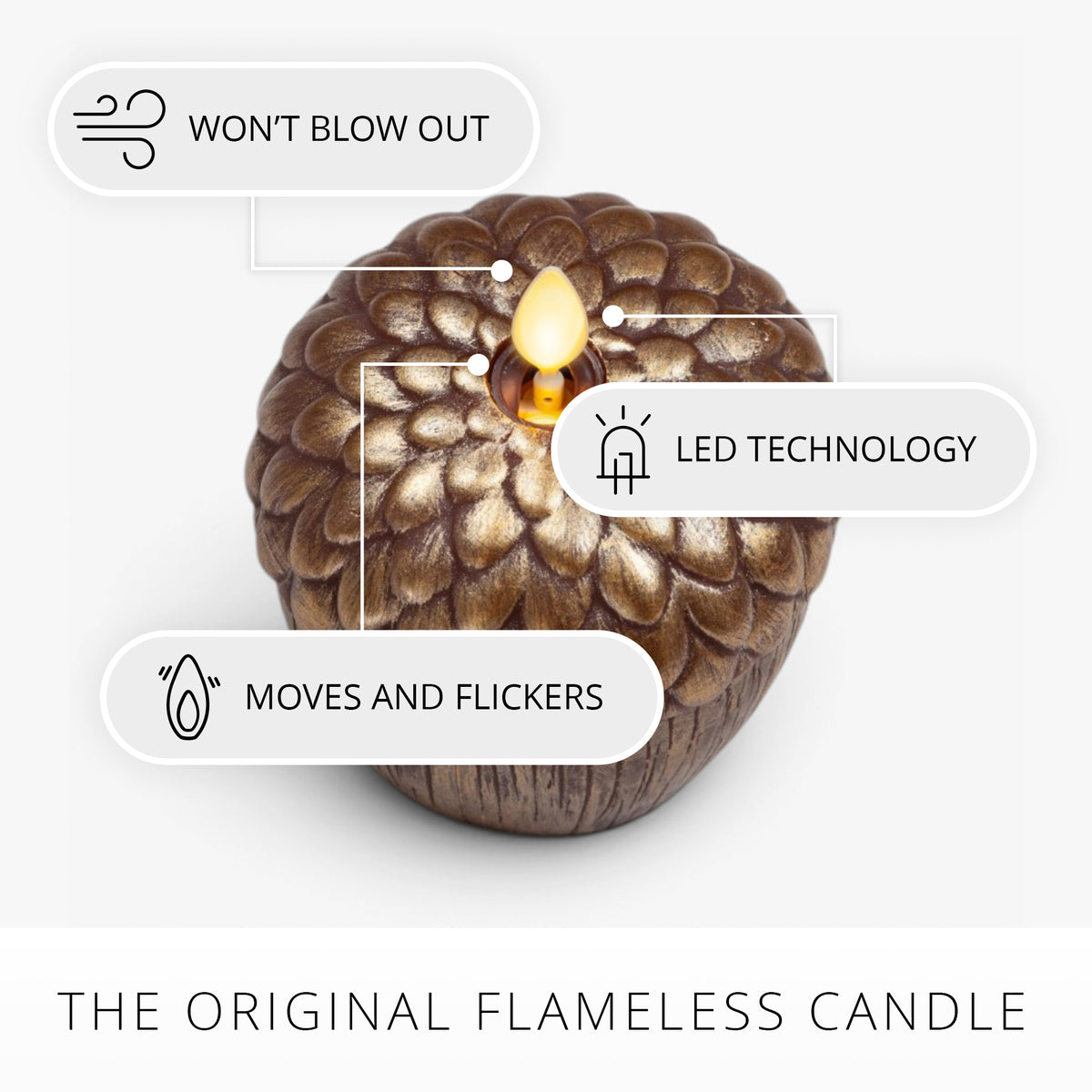Metallic Cappuccino Flameless Candle Acorn
