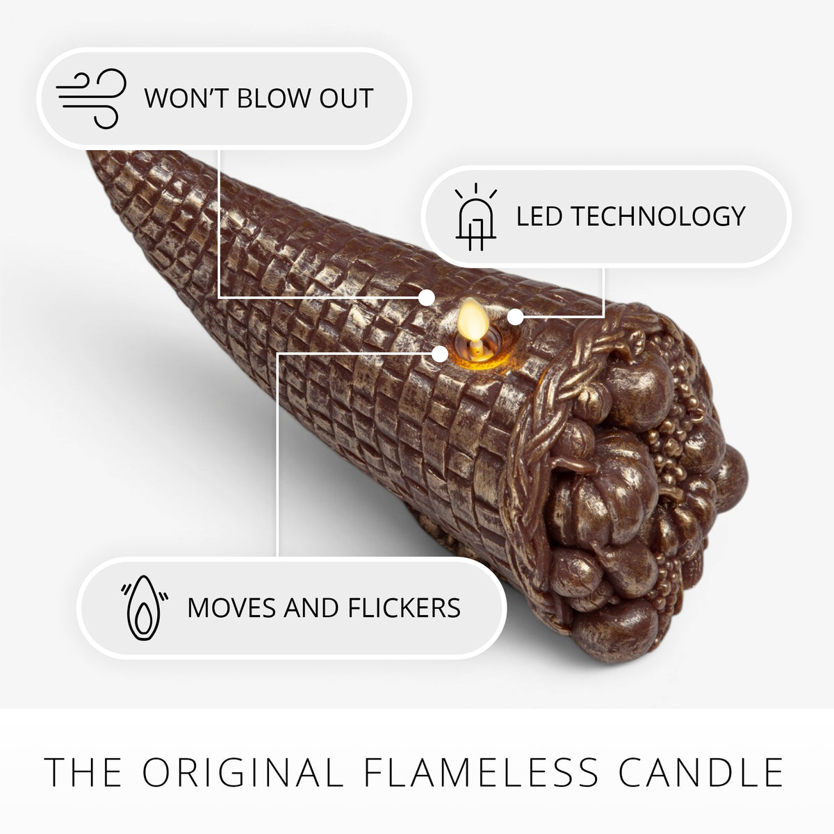 Metallic Cappuccino Flameless Candle Cornucopia
