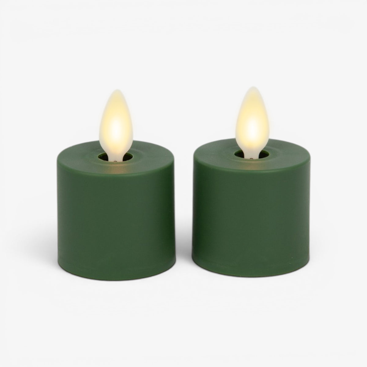 Set of 2 Holiday Green Flameless Candle Tealights