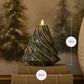 Holiday Green Glitter Swirl Flameless Candle Tree
