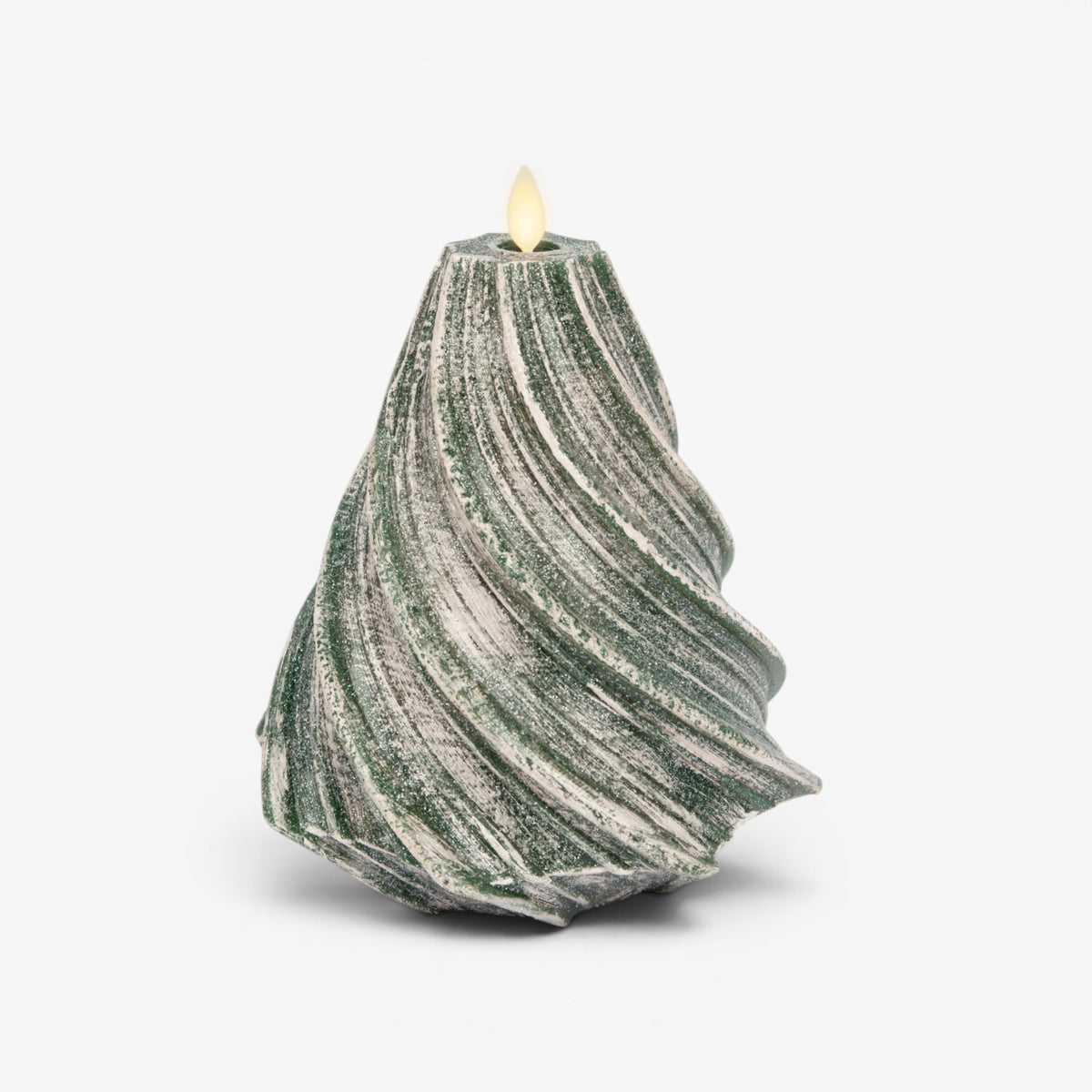 Holiday Green Glitter Swirl Flameless Candle Tree