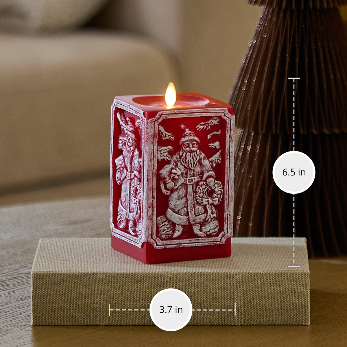 Holiday Red Santa Vignette Flameless Candle