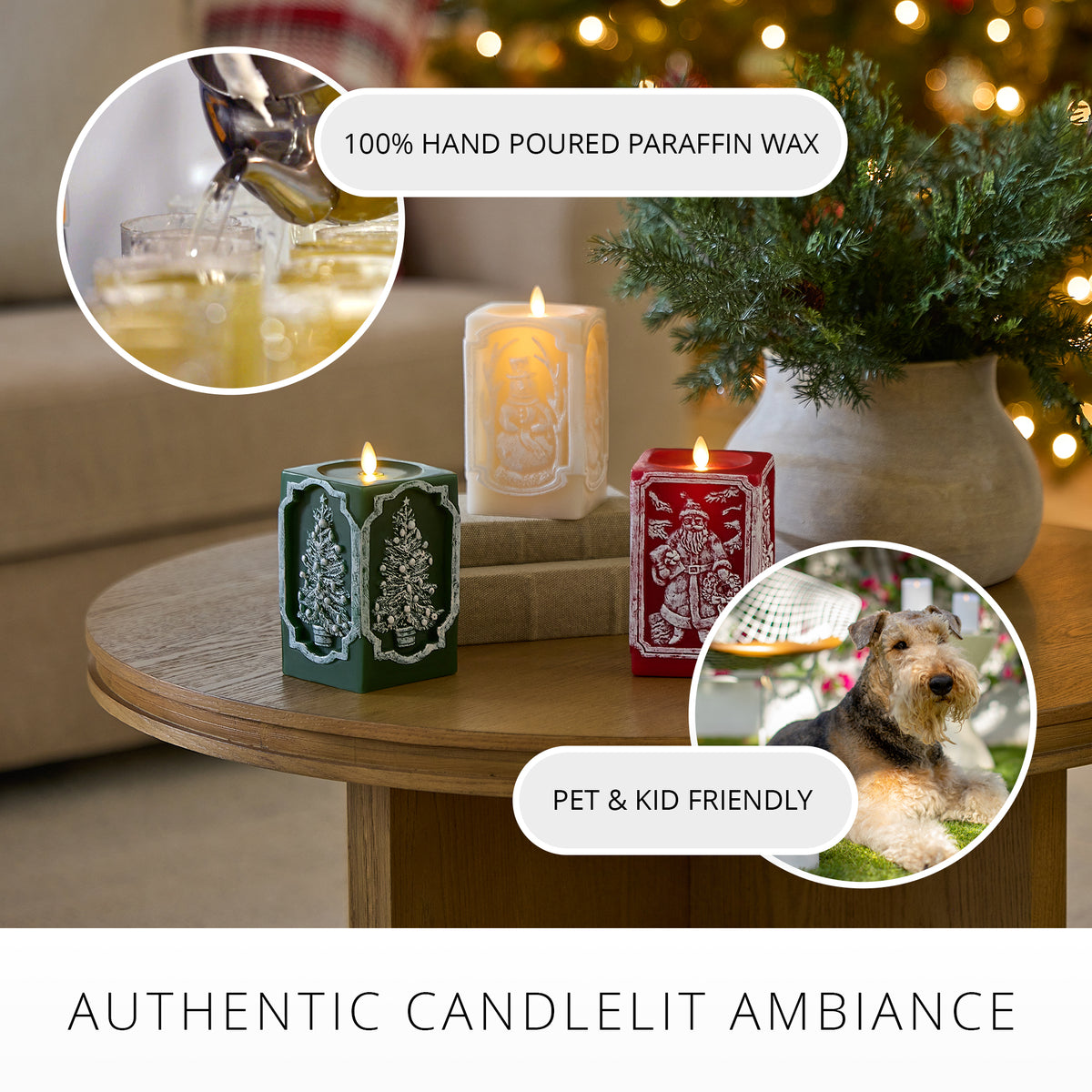 Holiday Red Santa Vignette Flameless Candle