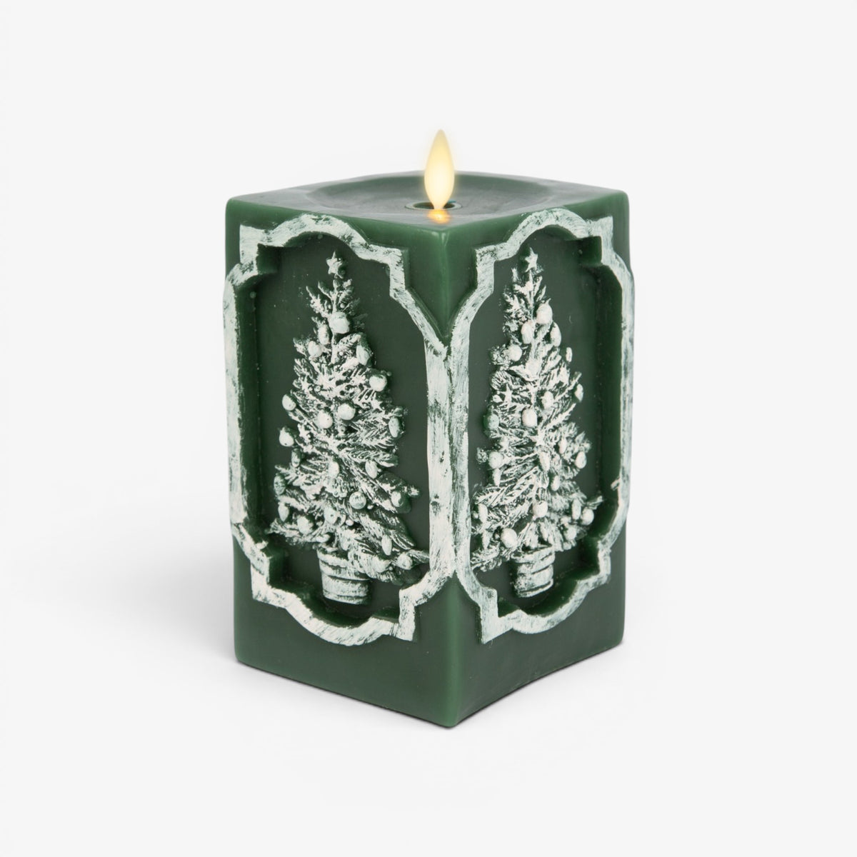 Holiday Green Tree Vignette Flameless Candle
