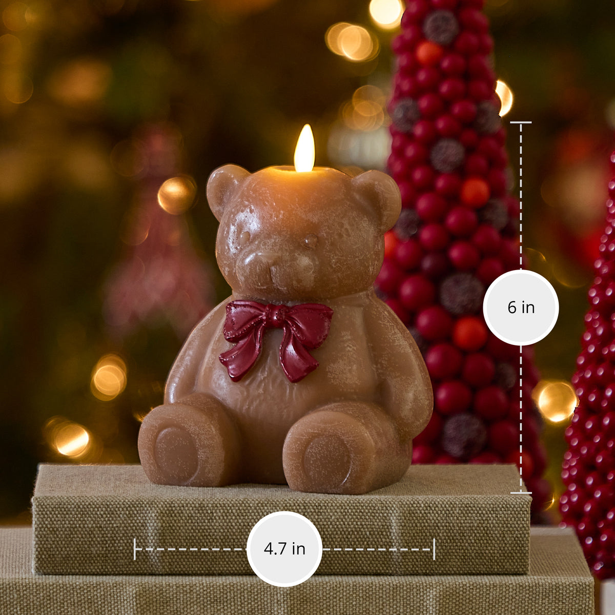 Warm Biscuit Holiday Teddy Bear Flameless Candle