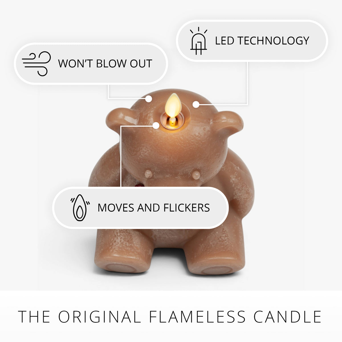 Warm Biscuit Holiday Teddy Bear Flameless Candle