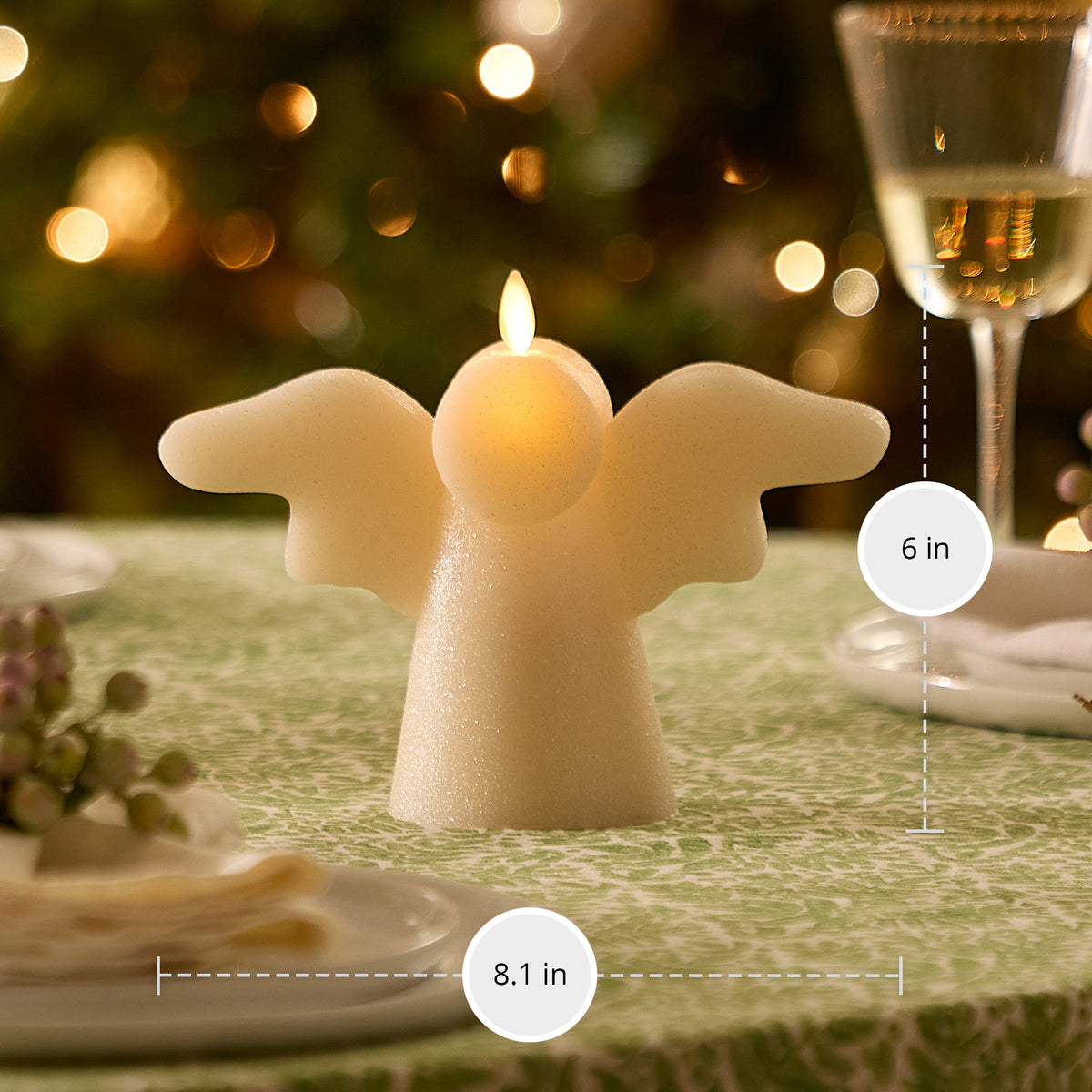 White Swan Glitter Angel Flameless Candle