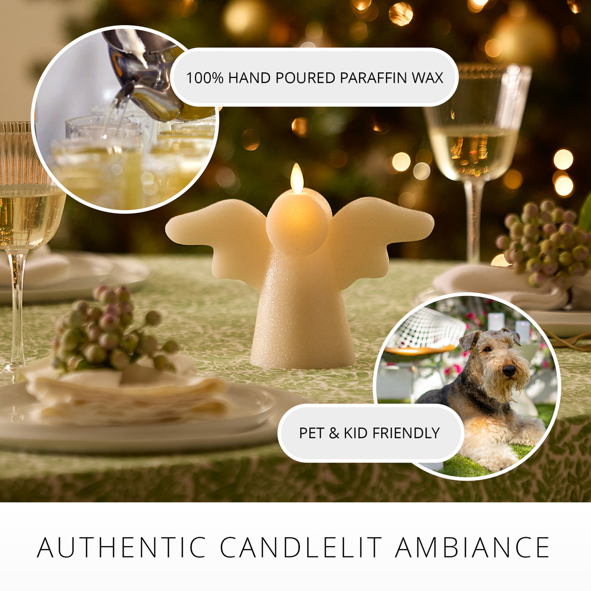 White Swan Glitter Angel Flameless Candle