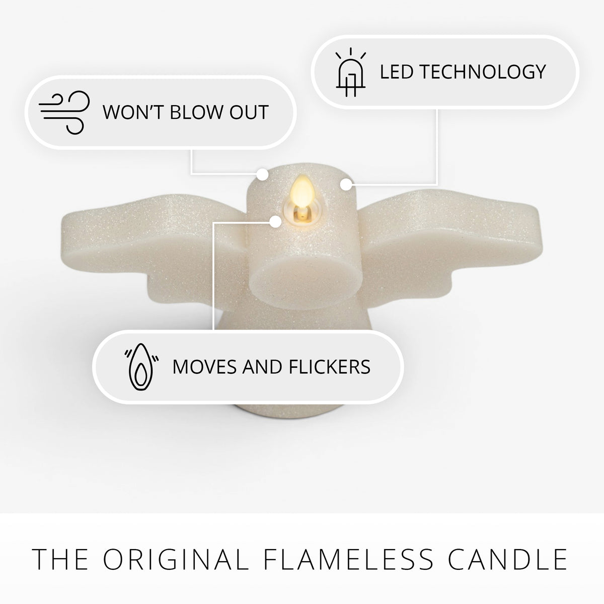White Swan Glitter Angel Flameless Candle