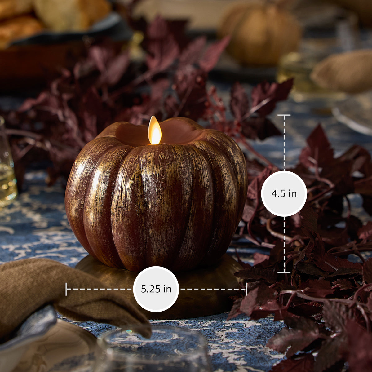 Metallic Cappuccino Flameless Candle Pumpkin