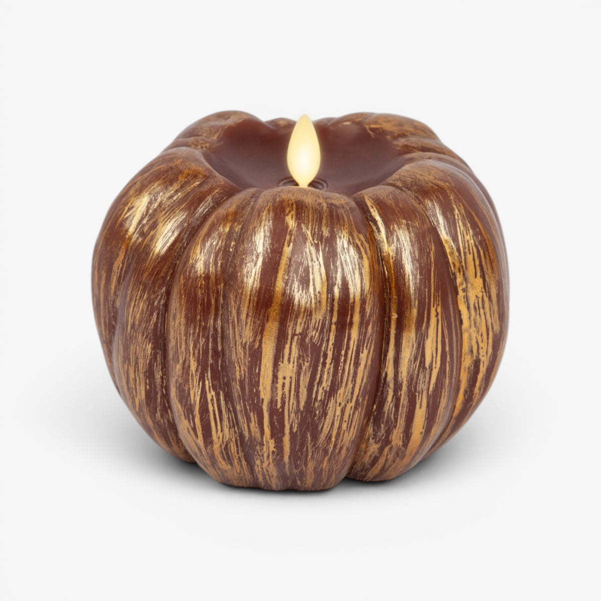 Metallic Cappuccino Flameless Candle Pumpkin
