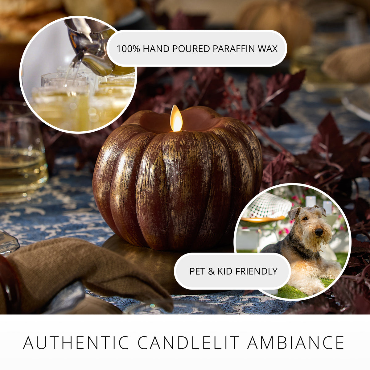 Metallic Cappuccino Flameless Candle Pumpkin