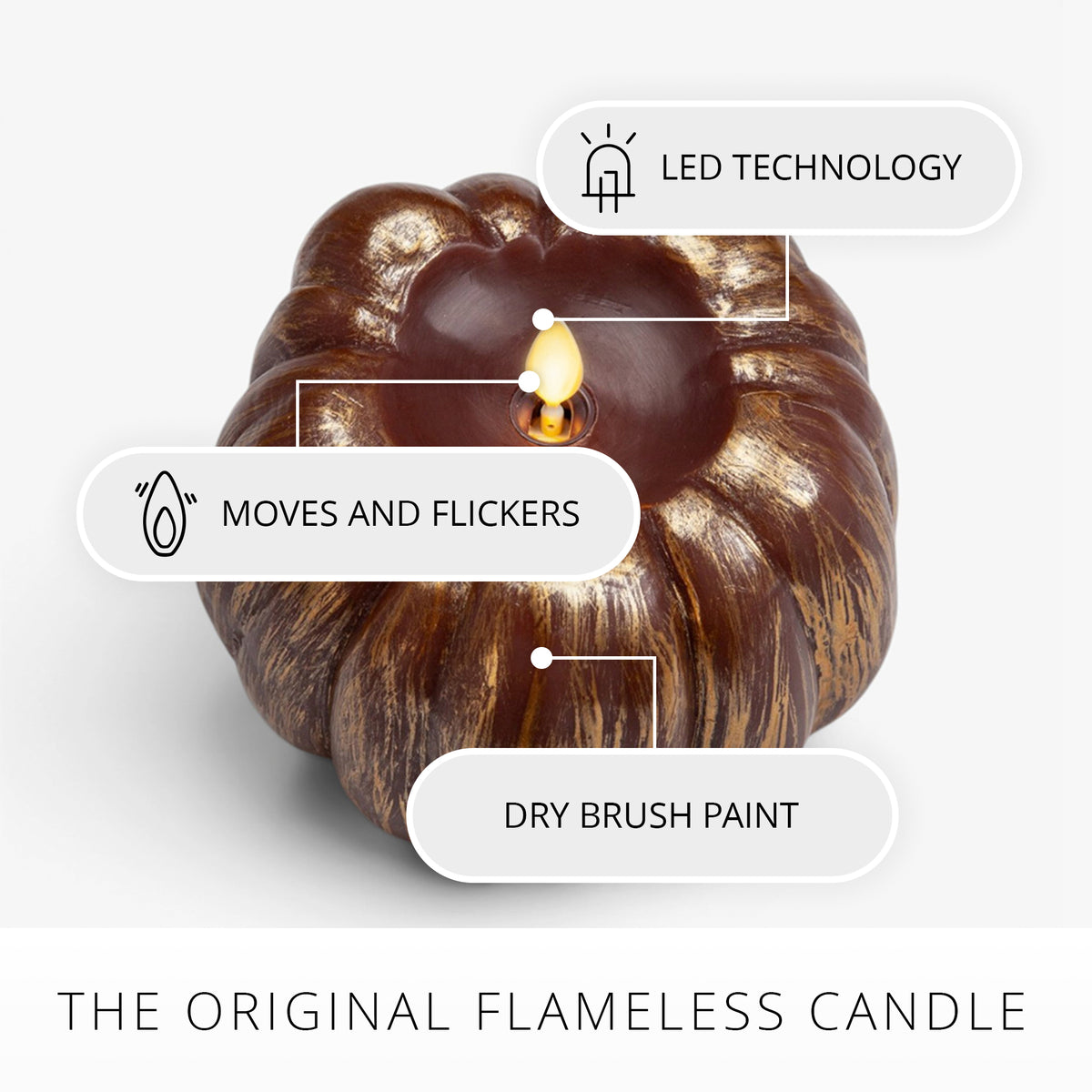 Metallic Cappuccino Flameless Candle Pumpkin