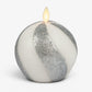 Brilliant Silver Candy Cane Glitter Flameless Candle Sphere