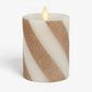 Champagne Glow Candy Cane Glitter Flameless Candle Pillar