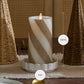 Champagne Glow Candy Cane Glitter Flameless Candle Pillar