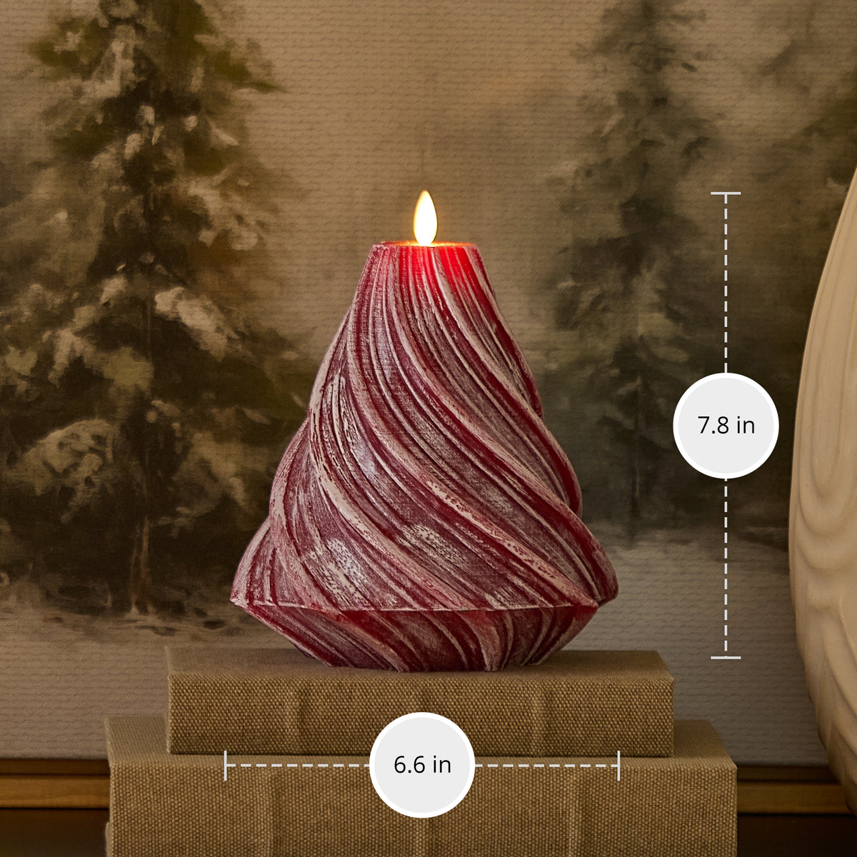 Holiday Red Glitter Swirl Flameless Candle Tree